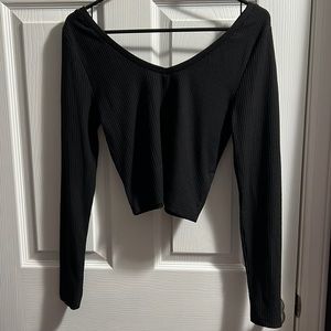 Topshop Cropped Black Long Sleeve Top Size M or US 8